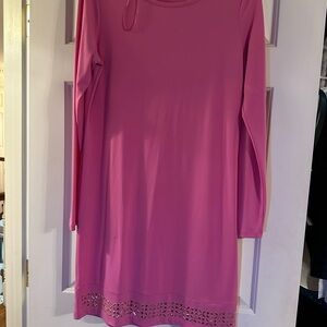 Michael Kors Pink Long Sleeve Dress with Gold Rhinestones